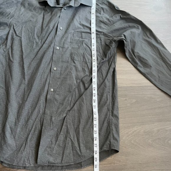 Calvin Klein Grey Pattern Button-Down "Regular Fit Non-Iron" Cotton Dress Shirt - Picture 10 of 14